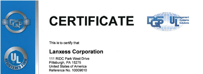 Lanxess ISO＆RC认证